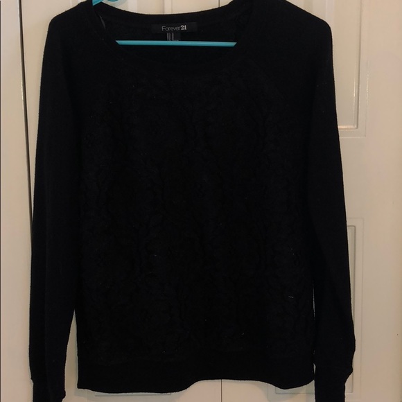 Black lace crew neck - Picture 1 of 1